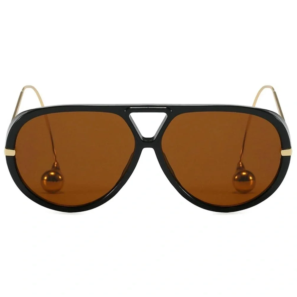 BOTTEGA VENETA STYLE Stylish Black Brown Sunglasses DROP gold